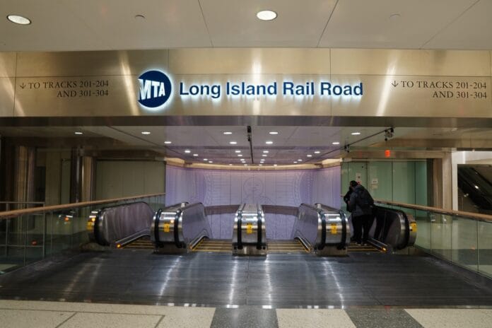 Entrance to Long Island Rail Road with escalators leading to tracks 201-204 and 301-304 at Jamaica Station