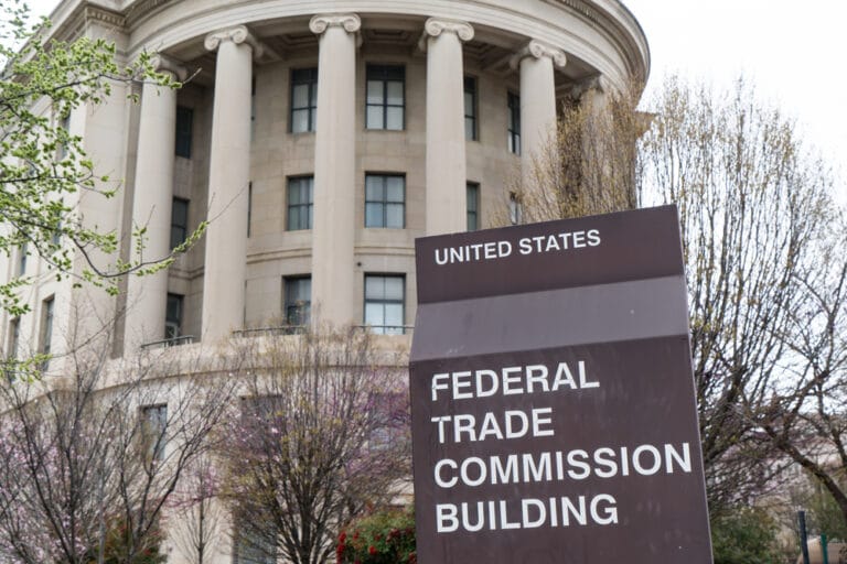 Federal Trade Commission (FTC) building in Washington, D.C., representing consumer protection and enforcement decisions.