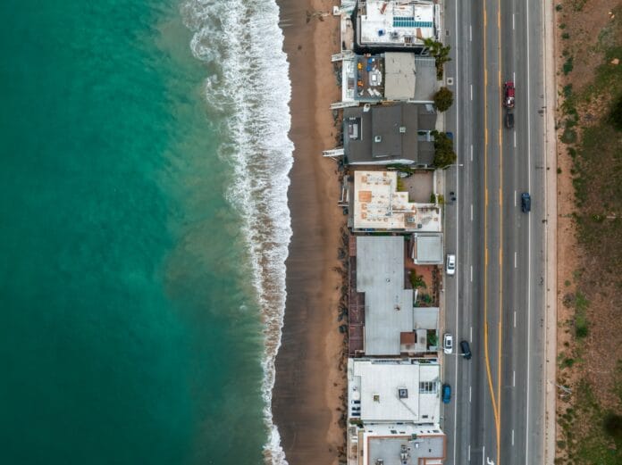 Aerial view of Malibu coastline, where a 3.7 magnitude earthquake struck on February 15, 2025.